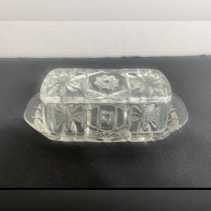 Vintage Anchor Hocking Early American Prescut (EAPC) glass covered butter dish